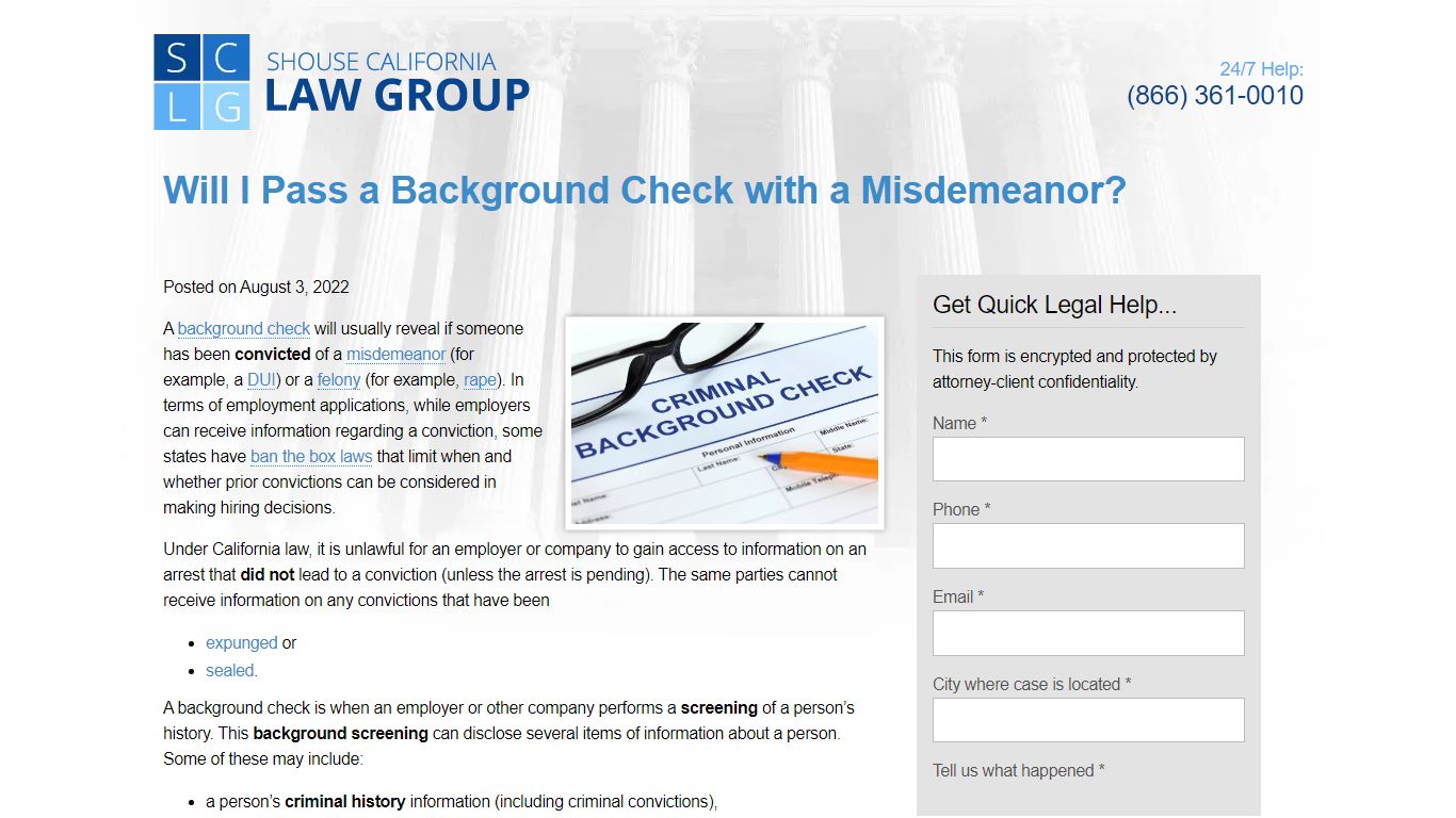 Will I Pass a Background Check with a Misdemeanor? - Shouse Law Group