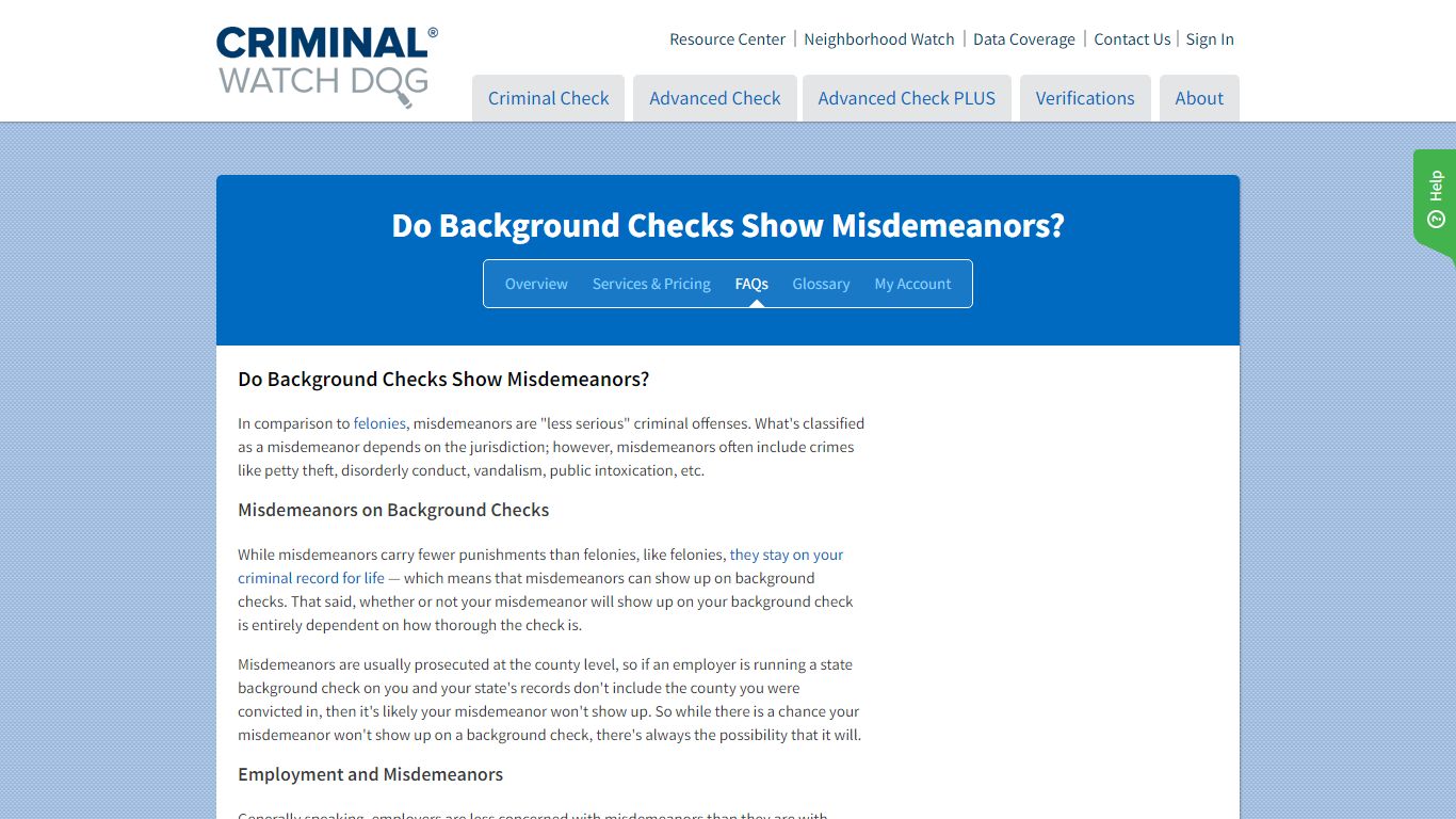 Do Misdemeanors Show Up On Background Checks? | CriminalWatchDog